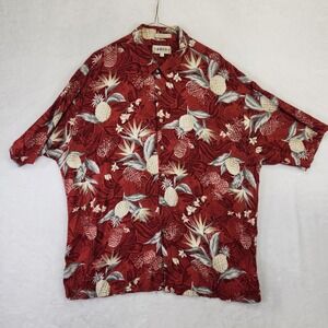 Campia Moda Mens XXL Red Pineapple Tropical Hawaiian Rayon Short Sleeve Shirt